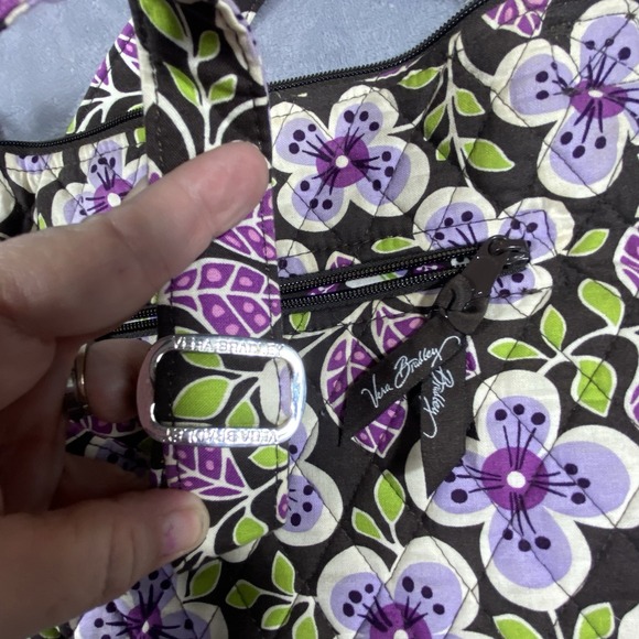 Vera Bradley Plum Petals Quilted Hipster Crossbody Bag Adjustable Strap Clean - Picture 12 of 12